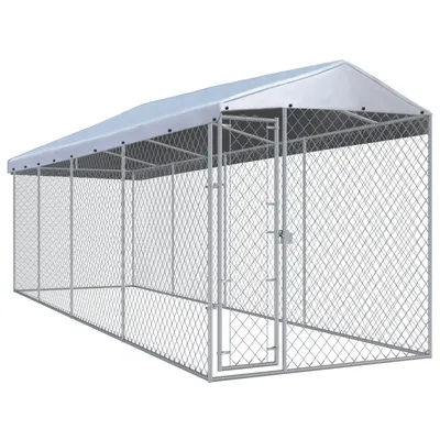 Gossi padoc pentru caini de exterior, cu acoperis 760x190x225 cm