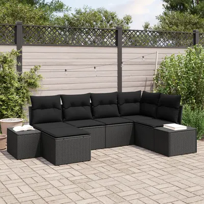 Gossi set de canapea de gradina 6 piese cu perne negre din poli ratan
