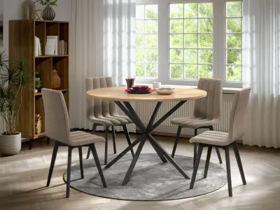 Set Masa Rotunda Spira + 4 Scaune Karma Cappuccino