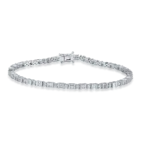 Bratara tennis din aur alb cu diamante baguette si rotunde de 2.99ct