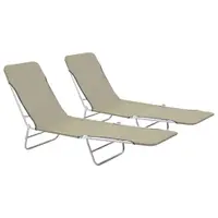 Gossi sezlonguri de plaja pliabile, 2 buc., gri taupe, otel & textil