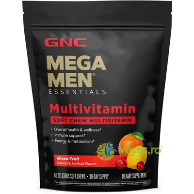 Complex de Multivitamine pentru Barbati cu Gust de Fructe Asortate Mega Men Essentials 60 caramele