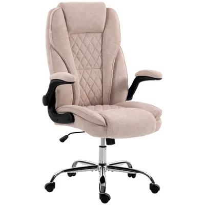 HOMCOM Fotoliu de birou, scaun birou ergonomic, înălțime reglabilă, brațe rabatabile, 70 x 70 x 114-122 cm, roz | Aosom Romania