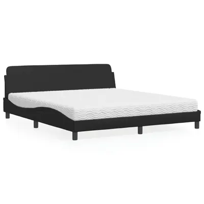 vidaXL Pat cu saltea, Dover, negru, 180x200 cm, piele ecologică