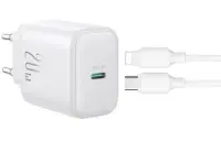 Incarcator Retea Cu Cablu Lightning Joyroom JR-TCF20, 20W, 3A, 1 x USB-C, Alb