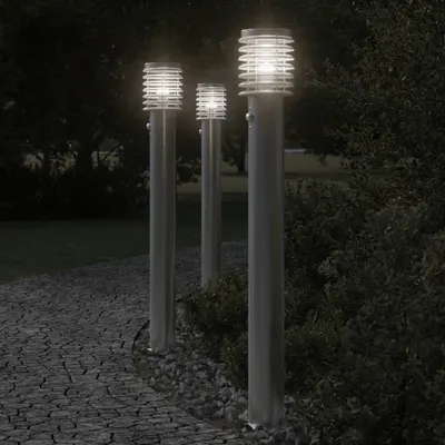 Gossi lampa exterioara de podea cu senzor argintiu 110 cm, otel inox