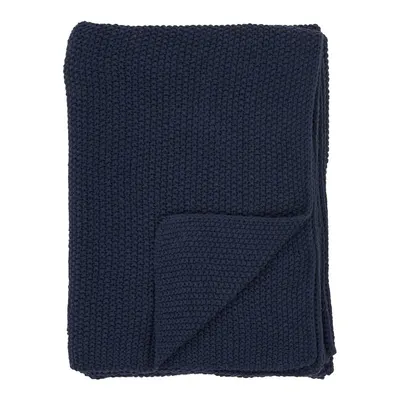 Pătură albastru-închis din bumbac reciclat 130x170 cm Santos – House Nordic