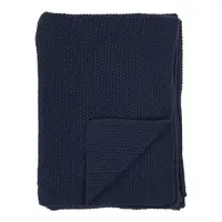 Pătură albastru-închis din bumbac reciclat 130x170 cm Santos – House Nordic