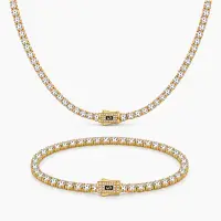 Set Colier+Bratara Monaco Tennis Gold 4MM Placat Cu Aur