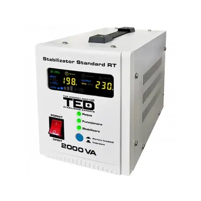 Stabilizator tensiune 2000VA 1.2KW AVR cu LCD, TED