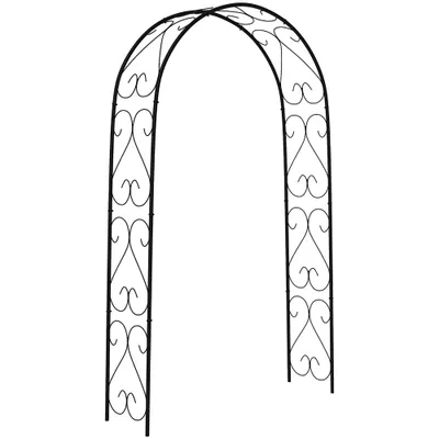 Outsunny Arcadă de Grădină Arcadă de Trandafiri Stil Fier Forjat dim. 125L x 37l x 230H cm oţel epoxid Negru pentru plante căţărătoare | Aosom Romania