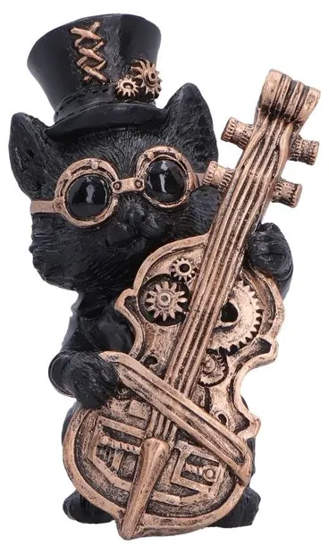 Statuetă Nemesis Now Adult: Gothic - Music Meowstro (Bass), 10 cm