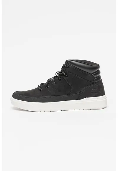 Pantofi sport de piele si piele intoarsa Seneca - Alb/Negru stins