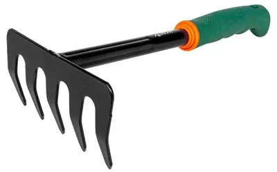 Greblă mini pentru grădină Herly - Cu 5 dinți, 290 mm, verde