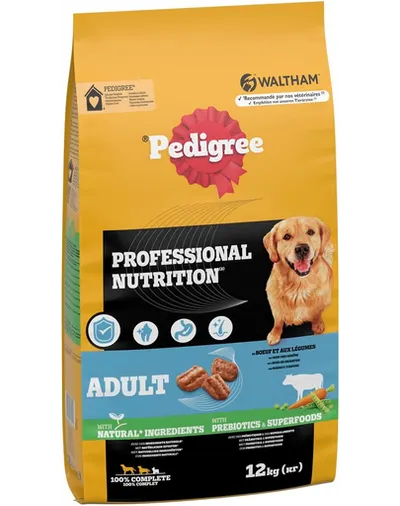 PEDIGREE Professional Nutrition Adult vită și legume 2 x 12 kg hrană câini rase mari și medii
