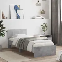 vidaXL Cadru de Pat cu Tăblie cu headboard Gri Beton Lemn prelucrat