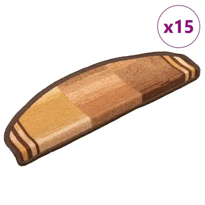 vidaXL Covorașe autoadezive scări, 15 buc., maro, 65x21x4 cm