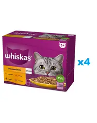WHISKAS Hrana umeda pisici, cu pui, rata, pasare, curcan in aspic 48x85g