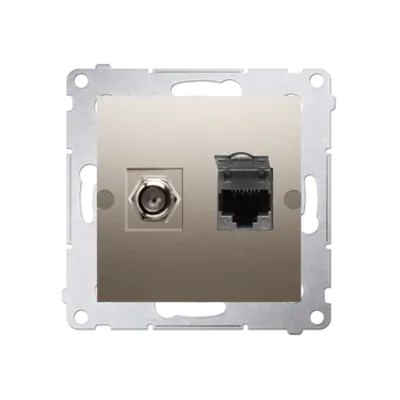 Priza TV tip F+ RJ45 cat 6, gold mat metalic