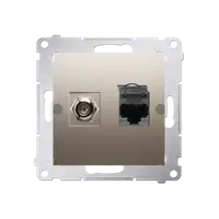 Priza TV tip F+ RJ45 cat 6, gold mat metalic