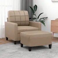 Gossi fotoliu canapea cu taburet, cappuccino, 60 cm, piele ecologica