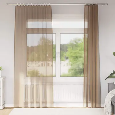 vidaXL Perdele Voile cu buzunare pentru bare 2 buc maro deschis