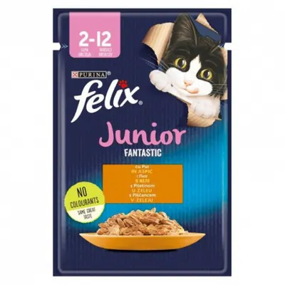 Hrana umeda pentru pisici Felix Fantastic Junior cu pui 85 gr