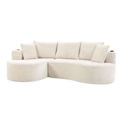 Bogesofa din catifea reiată, Bej | Aosom Romania