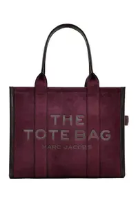 Geanta tote din piele intoarsa cu logo stantat