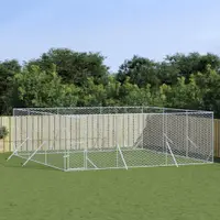 Gossi padoc de exterior pentru caini argintiu 6x6x2 m otel galvanizat