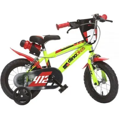 Bicicleta copii 3-5 ani, 12 inch, Galben, Dino Bikes DB412US03YE