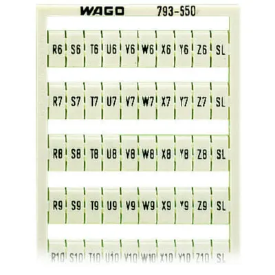 WMB marking card; as card; MARKED; R6, S6, T6, ..., Y6, Z6, SL to R10, S10, T10, ..., Y10, Z10, SL (2 each); not stretchable; Horizontal marking; snap-on type; white
