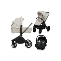 Carucior 3 in 1, Lionelo, Mika Plus, Cadru din aluminiu, Cu landou intarit si salteluta moale, Cu scoica auto testata ADAC, Reversibil, Cu sistem de ventilatie 3D, Cu accesorii, Pana la 22 kg, EN1888-1 EN1888-2 EN1466 ECE R129, Bej