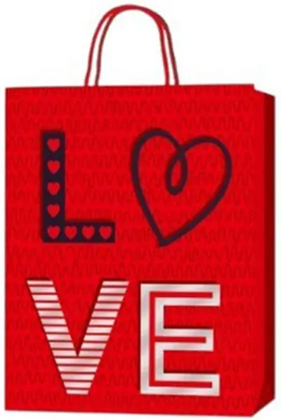 Pungă cadou Love - 18 х 23 х 8 cm, roşu