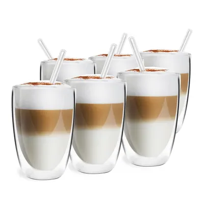 Căni 6 buc. cu perete dublu/pentru latte din sticlă 350 ml – Vialli Design