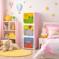 Dulap modular pentru copii, 3 rafturi, durabil, 111x37x37 cm, diferite modele