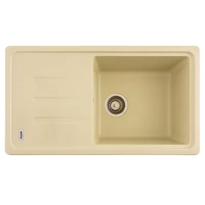 FCB-7843SLI/1T, Chiuveta de bucatarie din granit cu o cuva si scurgator, seria SLIM LONG, Ivory, 780x435x200 mm, FLOW