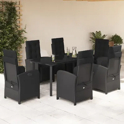 Gossi set mobilier de gradina cu perne, 7 piese, negru, poliratan