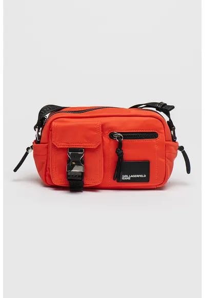 Geanta crossbody cu logo aplicat - Portocaliu mandarina