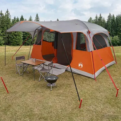 vidaXL Cort tunel cu acoperiș Gri și Portocalie 427 x 305 x 205 cm