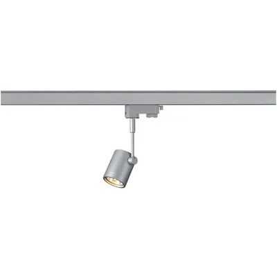 Iluminat decorativ pe sina, BIMA Melodii GU10, pata gri pentru 240V track 3 faze, cu un singur intitulat, QPAR51, rotund, gri-argintiu max. 50W, inclusiv. adaptor 3 faze