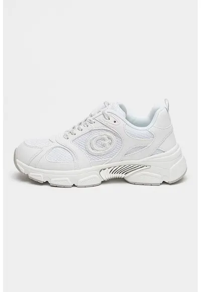 Pantofi sport cu insertii de plasa - Alb/Argintiu
