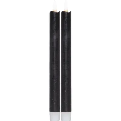 Set de 2 lumânări de ceară cu LED Star Trading Flamme, înălțime 25 cm, negru