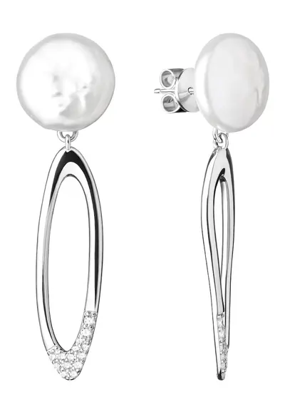 Cercei argint cu perle naturale si zirconia - Óvalo
