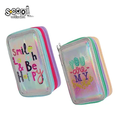 Penar neechipat 3 fermoare, fancy, 19.5x12x6.5 cm, S-COOL, SC3173