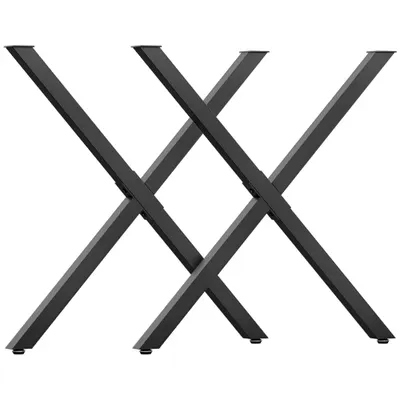 HOMCOM Lot de 2 picioare de masă în formă de cruce 70 x 72 cm design industrial pentru masă de cafea masă de noapte negru | Aosom Romania