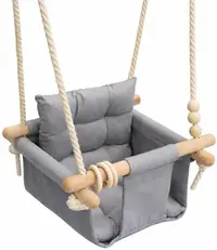 Leagăn din lemn pentru copii Ginger Home - Scandi, cu șezut și spătar moi