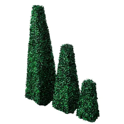 Set arbusti ornamentali artificiali piramida pe tulpina, 3 buc.