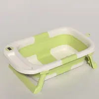 Set Cadita Little Mom Green ultrapliabila si hamac pentru copii, cu dop evacuare, display afisare temperatura, margini rotunjite, dimensiuni 69.5 x 21 x 42 cm