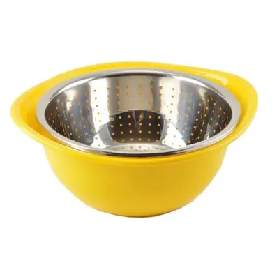 Strecuratoare Fructe, Inox, Suport Plastic, Galben, 22 cm, Perfect Home